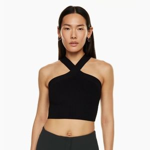 Aritzia Babaton Sculpt Knit Criss Cross Cropped Tank - Black - XS